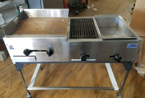 48” Catering Cart with cabinet, griddle and steamer
