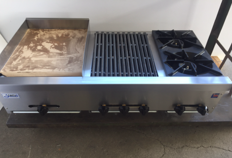 48” wide combo with 18” griddle, 18” broiler and hot plate